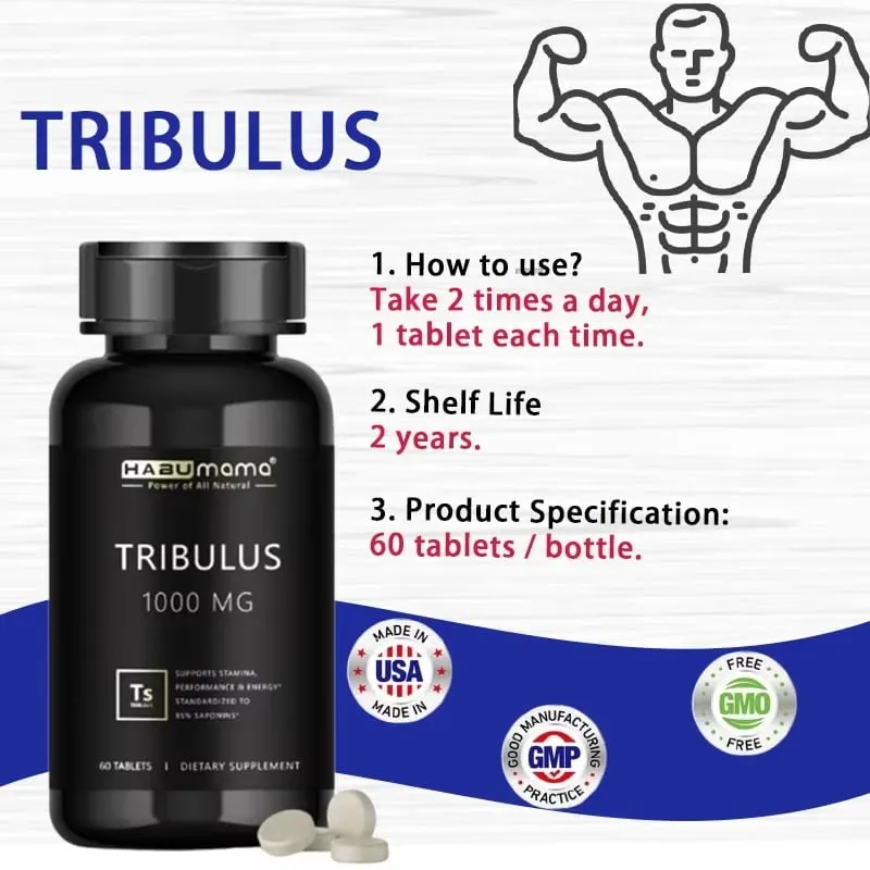 Comprimidos de Tribulus Terrestris de alta pureza, suplemento masculino que aumenta a resistência energética e ação rápida 60 comprimidos — image 5