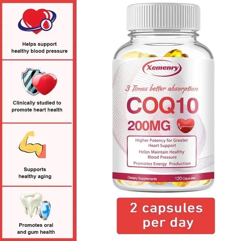Coenzyme Q10 Capsules 200mg -Provide Energy Support Heart and Cardiovascular Health Promote Metabolism Anti-oxidation — image 3