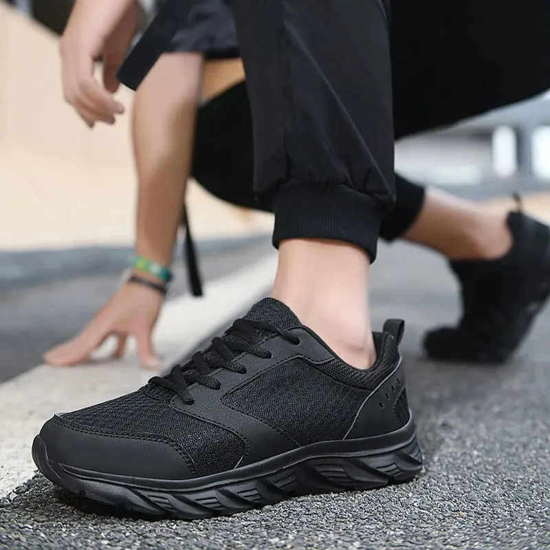 Men's Casual Sports Shoes Men's Shoes Black Mesh Breathable Running Shoes Men's Soft Bottom Light Flat Bottom Work Shoes — image 2