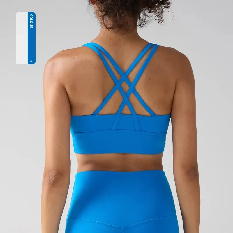 Solid Color Women Women Fitness Yoga Bras Race Back Sports Bras Nylon Top Women Bra Sexy Breathable Underwear For Women Gym — image 17