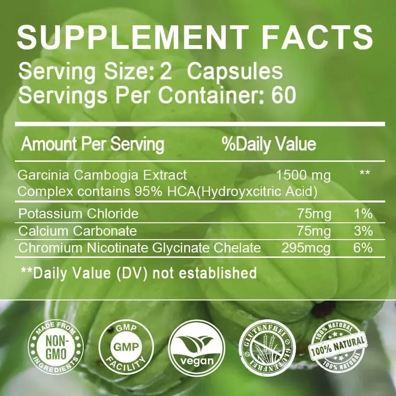 Garcinia Cambogia Capsules - Promotes Metabolism and Digestive Health Increases Intestinal Motility and Maintains Regularity