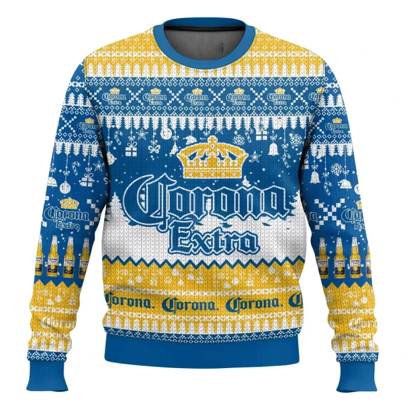 Suéter feio de cerveja Corona Natal cerveja feliz bebendo presente de Natal masculino e feminino plus size suéter elegante — image 7