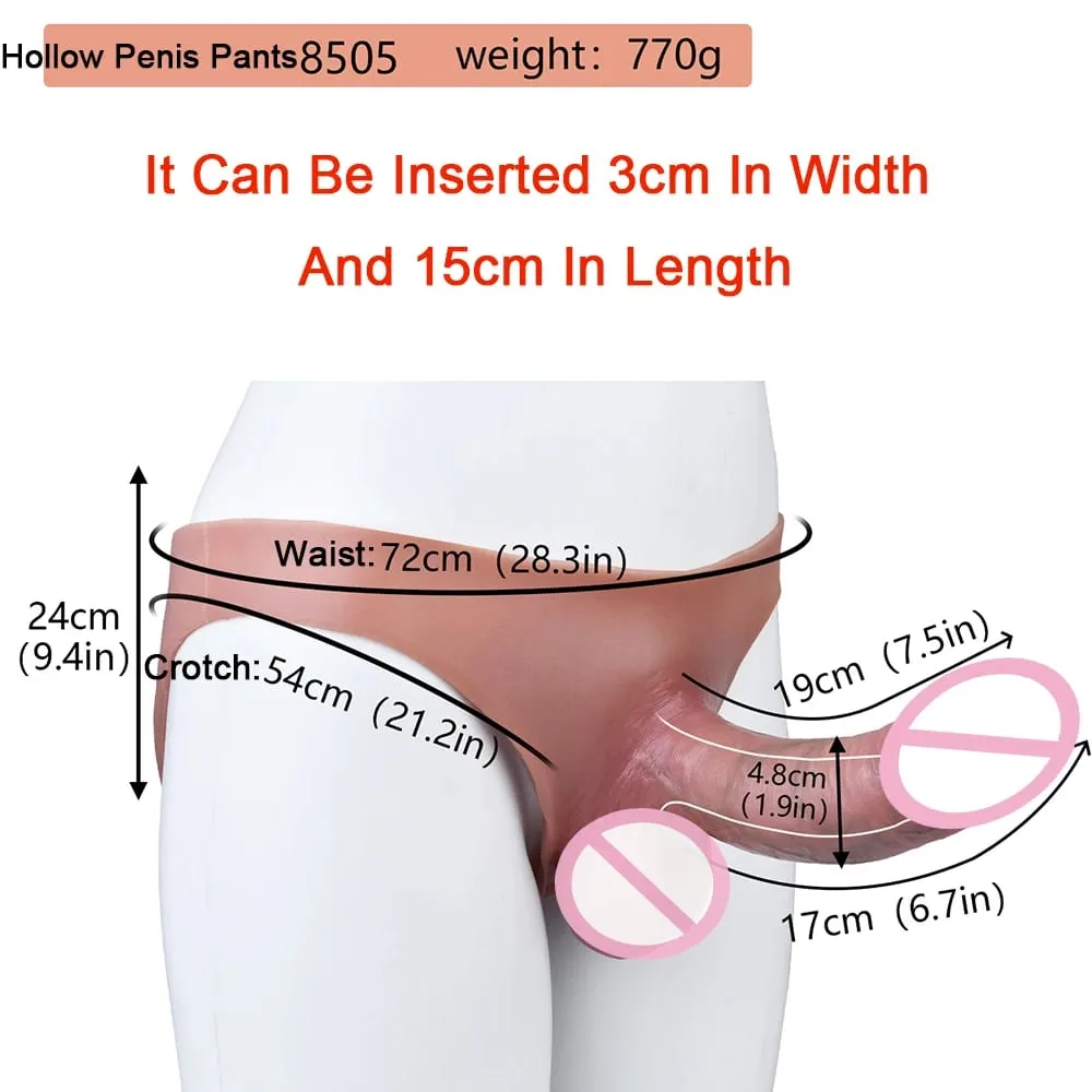 Hollow Dildo Pants Skin Feeling Strapon Penis Sleeve Panties With Real Vein Male Reusable Condom Dick Enlargement Sex Toy — image 2