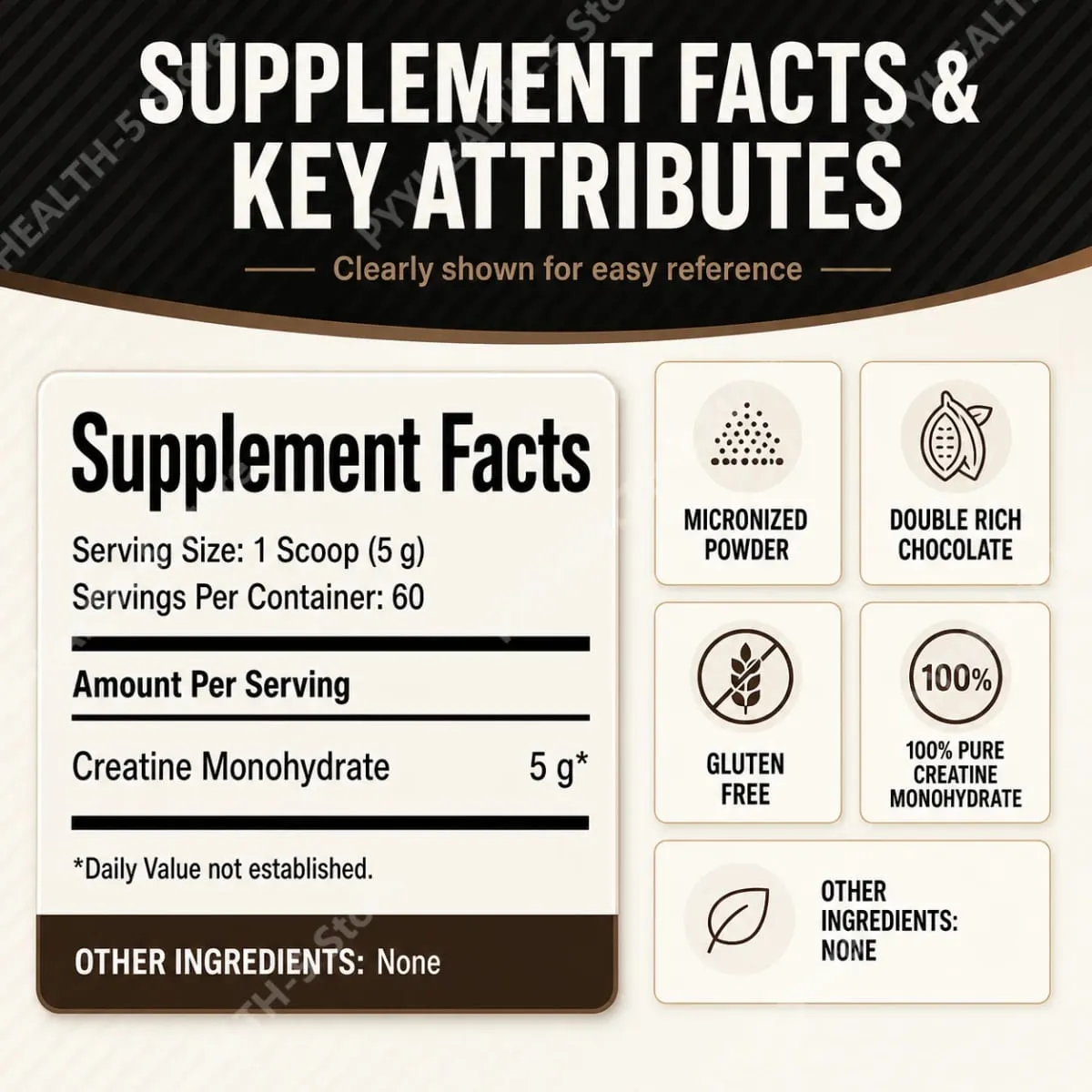 Creatine Monohydrate Powder 10.6 OZ Chocolate Flavor Sports Nutrition Support Athletic Performance Post‑Workout Muscle Recovery — image 3