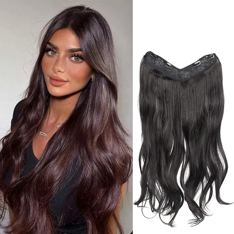 Easy Clip-In V-Wig Piece 20" or 24" Wavy Synthetic Hair Extension Adds Length & Fullness in Seconds — image 1