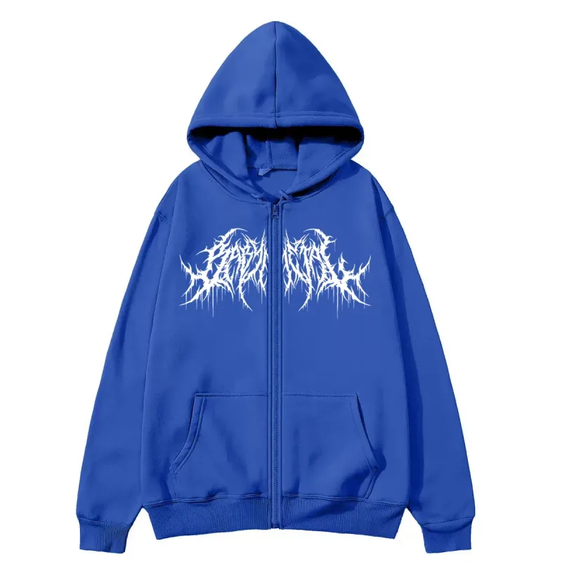 Y2K Zipper Hoodie Men's Trendy Printed Hip Hop Style Gothic 2026 Autumn/Winter Warm Long Sleeve Sweatshirt — image 9