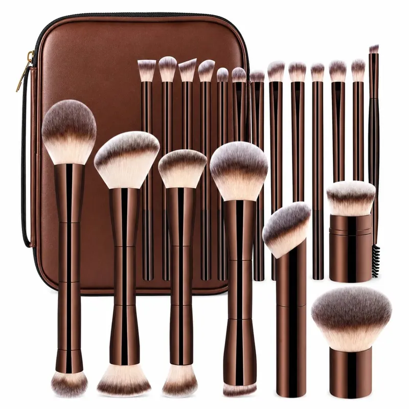 20pcs Set of Facial Makeup Brushes with a Brush Bag Including Foundation Brush Blush Brush Powder Brush Eyeshadow Brush Eye