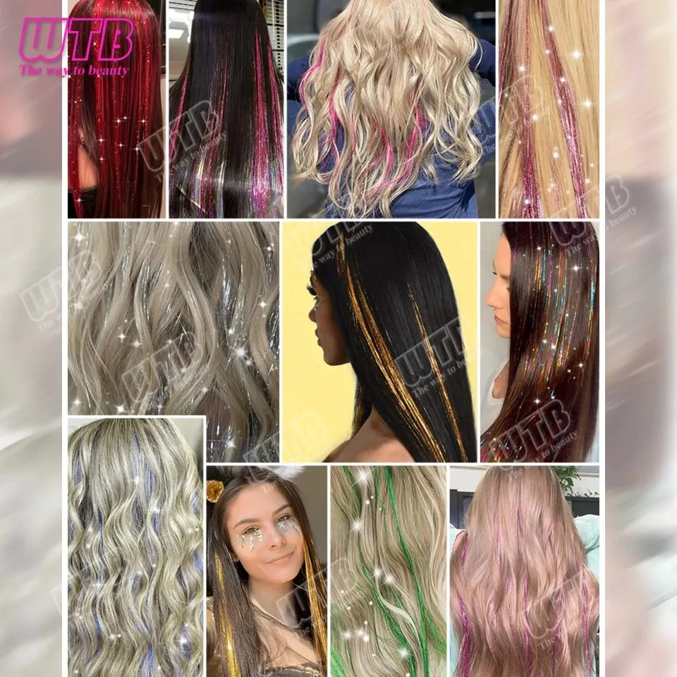 Multi-Color Glitter Synthetic Hair Extension Wig BB Clip Style Suitable for Women and Girls to Wear During Holidays and Events — image 6