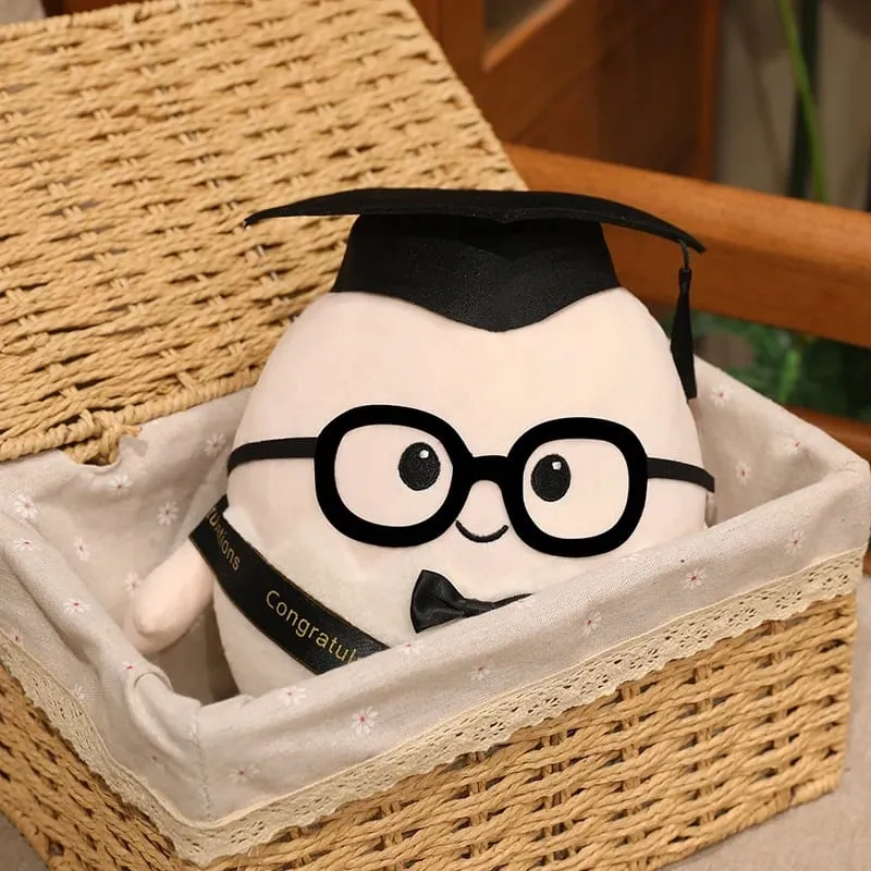 15/25cm Ribbon Humanoid Egg Plush Toy Graduation Bachelor Doctor Stuffed Plushie Kawaii Mascot Souvenir Classmate Gift — image 4