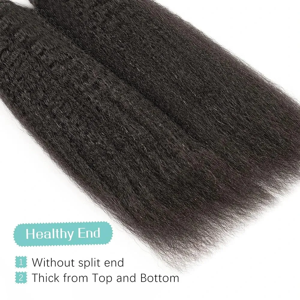 Kinky Straight Tape In Hair Extensions 20Pcs/50g Adhesive Invisible Yaki Straight Tape Ins 100% Human Hair Natural Black 26 Inch — image 4
