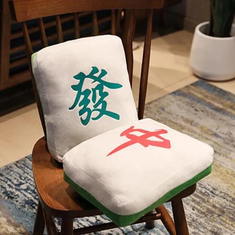 Creative Mahjong Pillow Cushion Chinese Plush Toy Car Chair Backrest Dice Funny Nap Sofa Home Decor Gift Accompanying Decoration — image 10