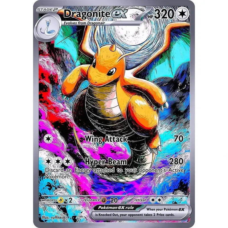 DIY kolekce karet DRAGONITE Self Made Single Card Classic Game Anime Card Dárková hračka