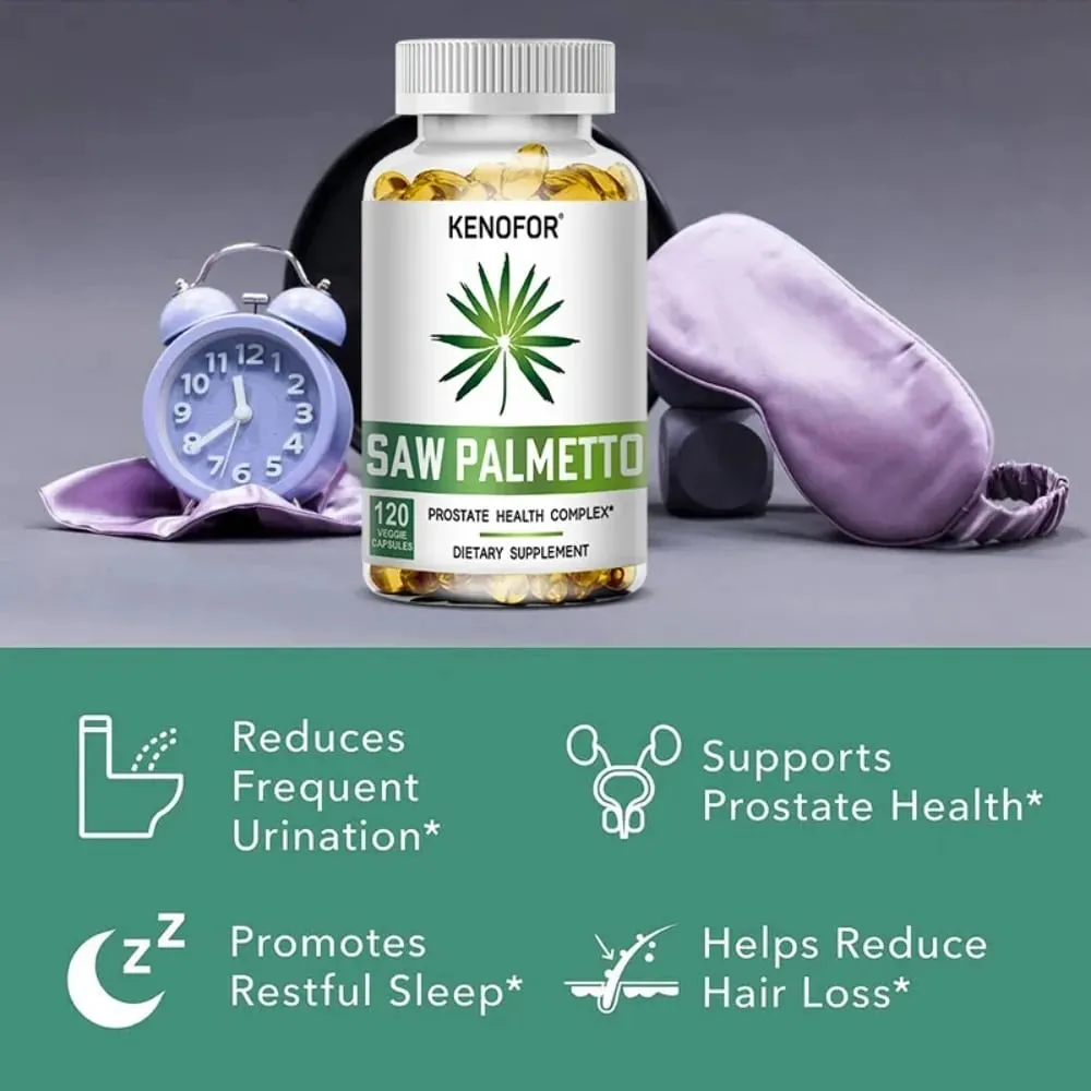 Saw Palmetto Extract Capsules Prostate Health Supplement Hair Growth for Mens Help Normal Urination Frequency — image 4