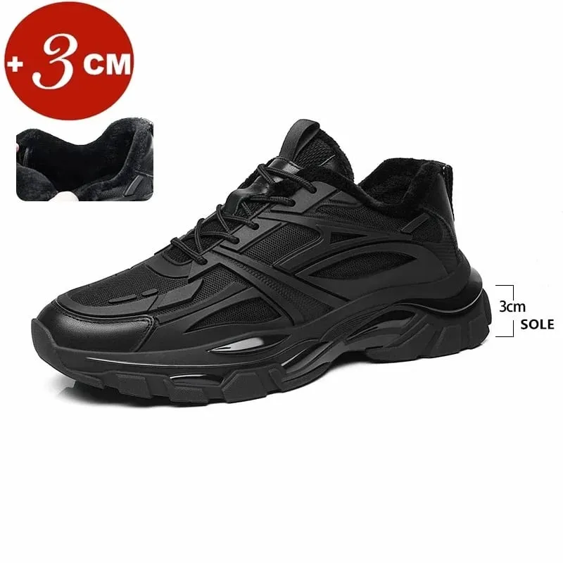 Four Seasons Thick and height-increasing sports shoes men's genuine leather mesh casual men's shoes trendy shoes