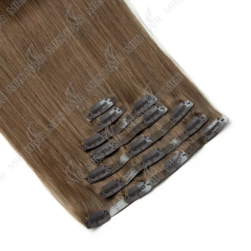 Human Hair Invisible PU Clip In Extensions Injected PU Tape Weft 7Pcs/set 12-24inch 100G 120G Clip On Hair Comfortable Wear
