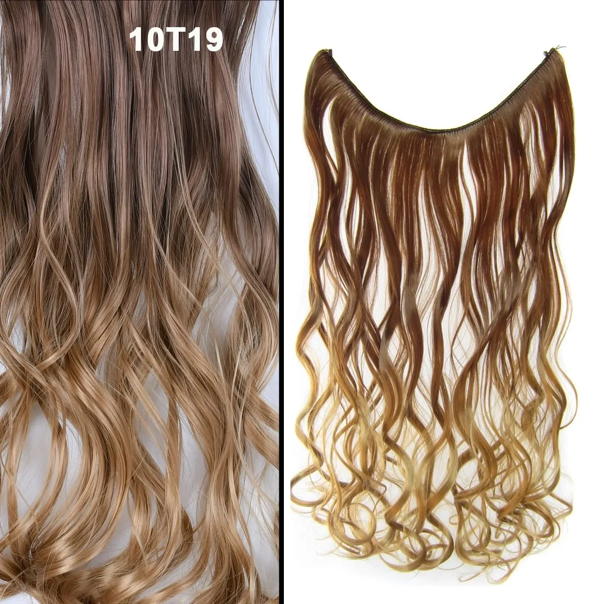 Jeedou Wavy Hair Extension Elasticity Invisible Wire Fish Line One Piece No Clips Synthetic Hairpieces Ombre Color For Ladies — image 51