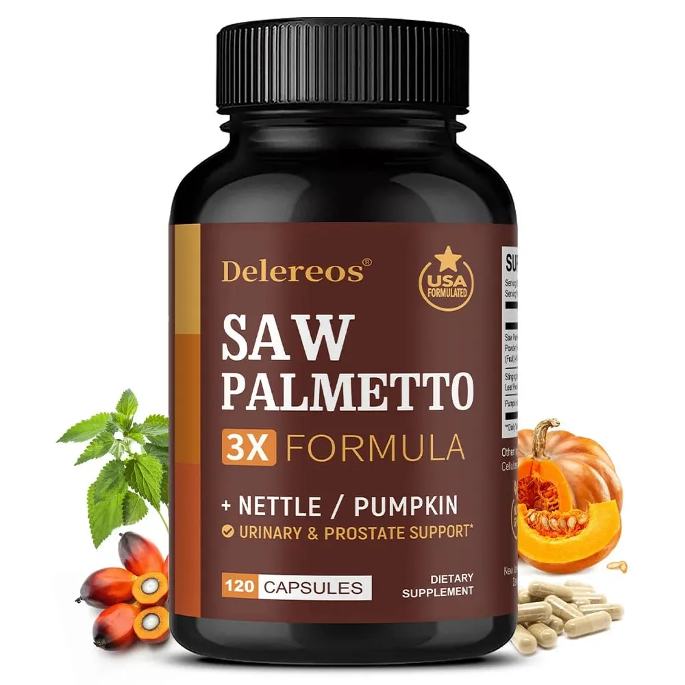 Saw Palmetto Prostate Health Supplement To Promote Urinary Tract Function - 500mg Per Serving DHT Blocker Hair Vitamin Vegan — image 1