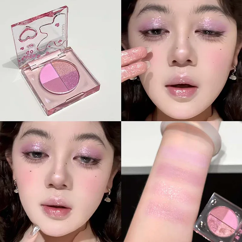 Mini 4-Color Eyeshadow Palette Natural Brightening Matte & Shimmer Lying Silkworm Eye Shadow Lavender Korean Makeup Cosmetics