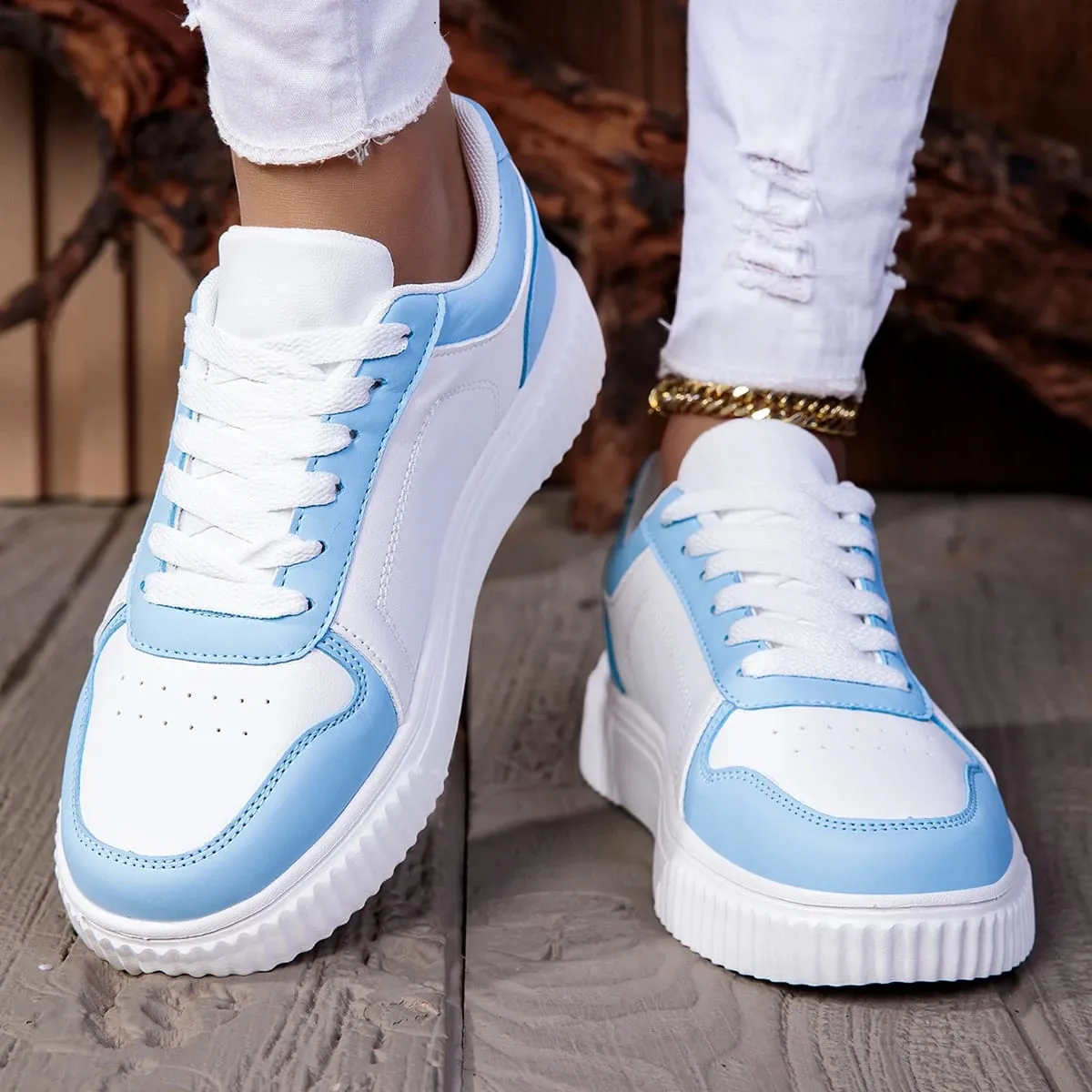 Unisex Sneakers New Arrival Large Size Classic Retro Men's Sports Skate Shoes White Thick-Soled Tennis Shoes Solid Col — image 3
