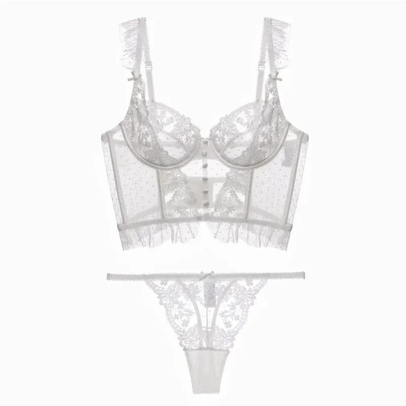 Tanga Dentelle Française Noël Pure Desire Transparent Fente Haute Sans Retirer Érotique T Pant Confort Taille S-XL MOYISU Set — image 1
