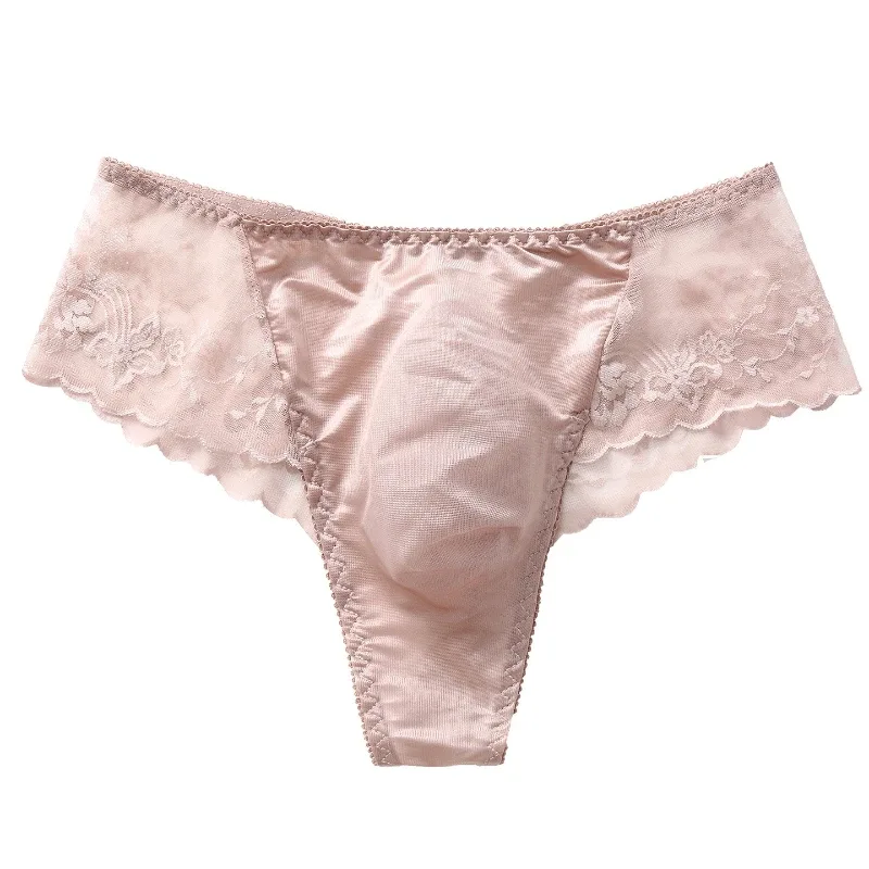 Men Briefs Ultra-Thin Lace Underwear Sheer Lmesh High Elastic Semi-Transparent Breathable Low-Rise Panties Sissy Lingerie
