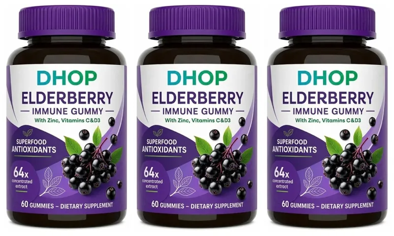Black Elderberry Gummies 60pcs for Immune Support Sambucus Extract Zinc Vitamin C D3 for Adults Kids 2 Capsules Per Day — image 9
