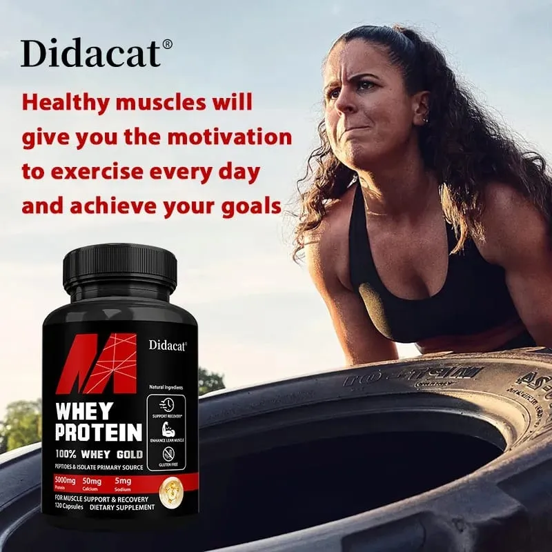 Didacat Whey Protein Concentrate with 5000mg Protein Gluten Free & Non-GMO Boost Immunity and Support Post-exercise Recovery
