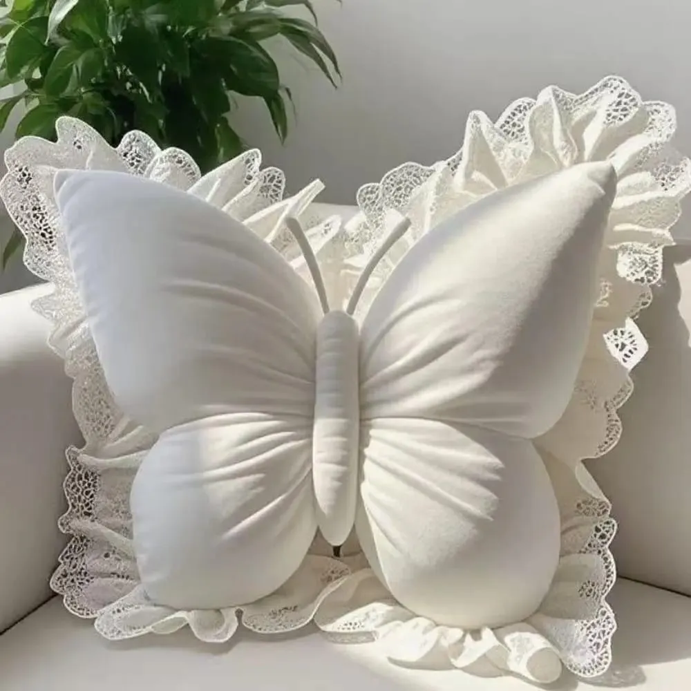 New Cute Butterfly Pillow Lace Butterfly Bedhead Pillow Home Textile Cushion Sofa Decoration — image 4