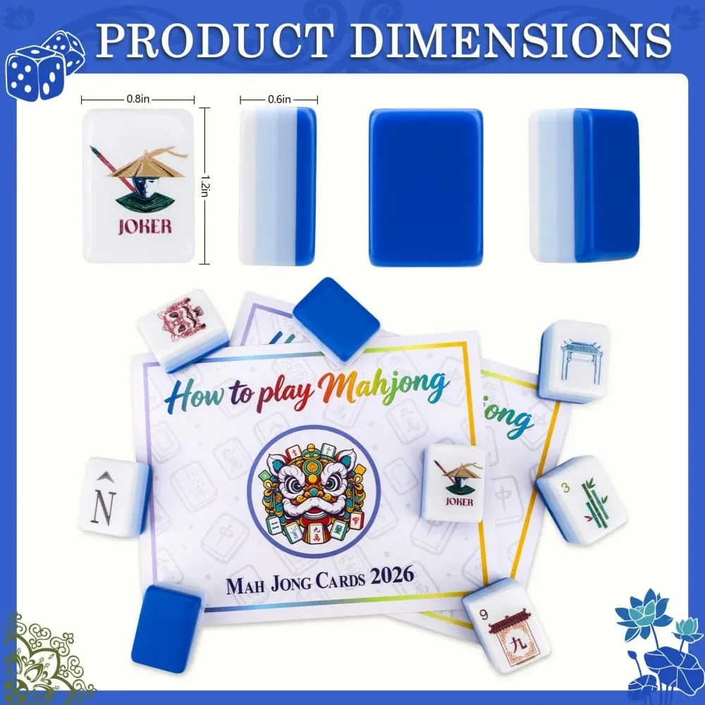 US Stock Sky Blue Engraved Mahjong Tiles Luxury Acrylic American Mahjong Set Travel Mah Jongg Sets for Adults Board Games Gifts