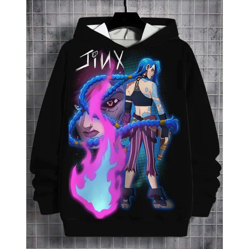2026 Arcane Jinx Anime 3D Print All Seasons Children Casual Sweatshirt Cool Pullover Tops Unisex Clothes Boy Hoodies Clothes — image 17