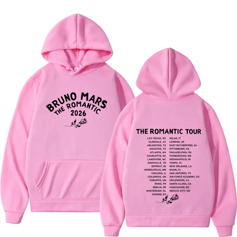 Bruno Mars The Romantic Tour 2026 Print Hoodie Man Woman Fashion Pullover Long Sleeves Loose Casual Hip-hop Harajuku Sweatshirts