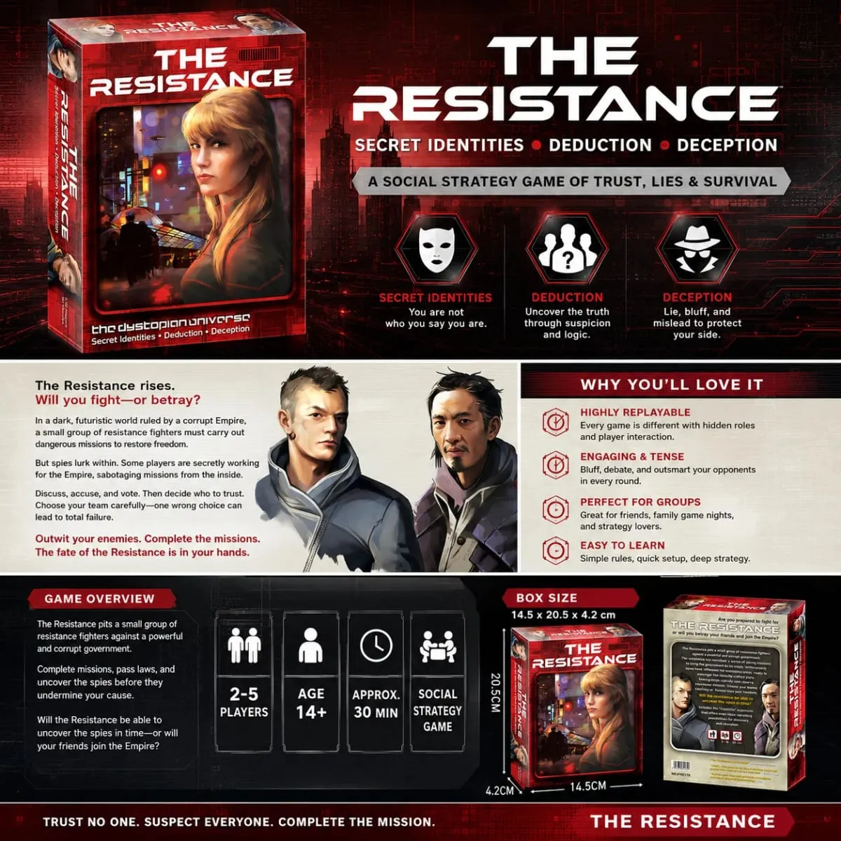 The Resistance Dystopian Social Deduction Card Game Secret Identity Strategy Party Teens Adults English Version — image 4