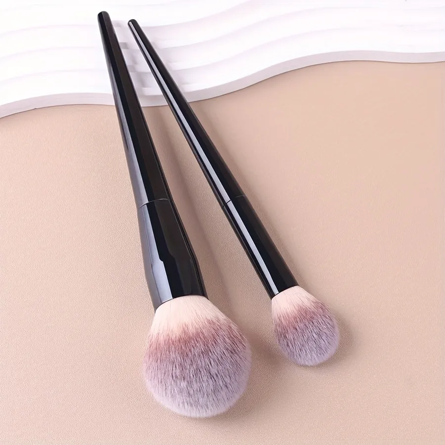 2pcs Professional Makeup Brushes with Large Soft Nylon Bristles & Elliptical/Contour Tips - Compatible for Foundation Blush Po