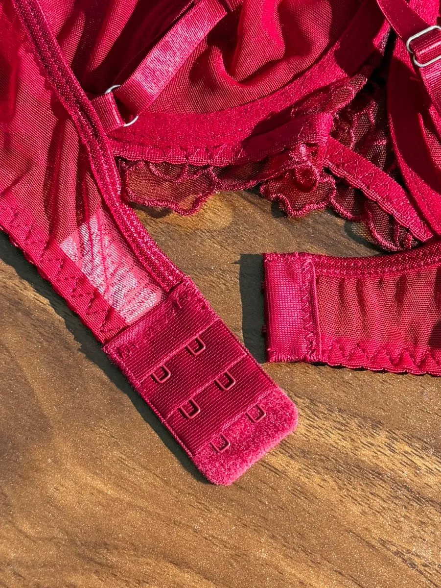 Luxurious Red Lace Underwear Set for Women French Romantic Embroidery Bra And Panties Two-Piece Set for Ultimate Comfort — image 4