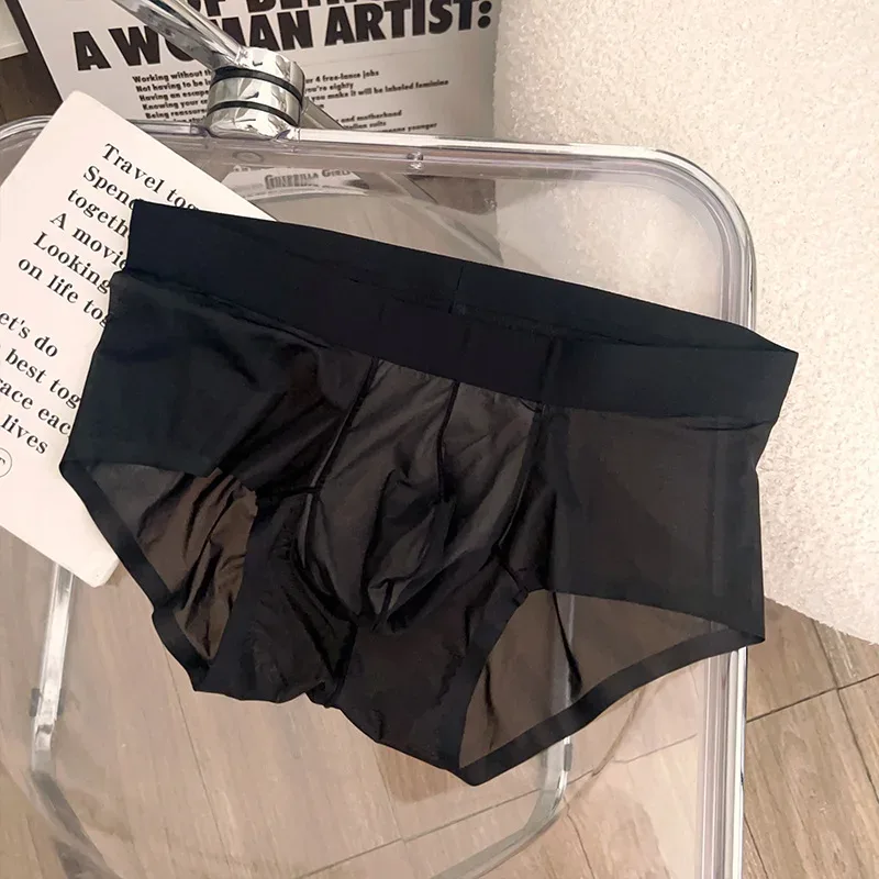 Transparent Men's Briefs Ultra-thin Ice Silk Quick Dry Panties Sexy U Bulge Pouch Man Underwear Breathable Underpants Cuecas — image 5
