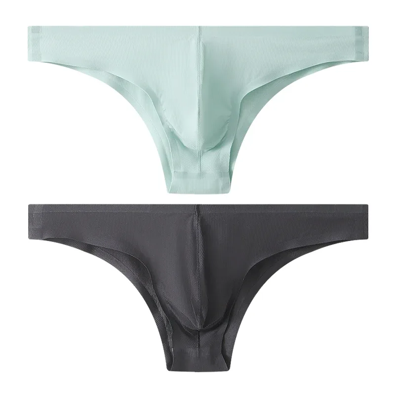 Intimo da uomo a triangolo piccolo a mezza anca a vita bassa sexy da uomo giovane slip senza cuciture in seta di ghiaccio mutandine estive leggere e traspiranti — image 21
