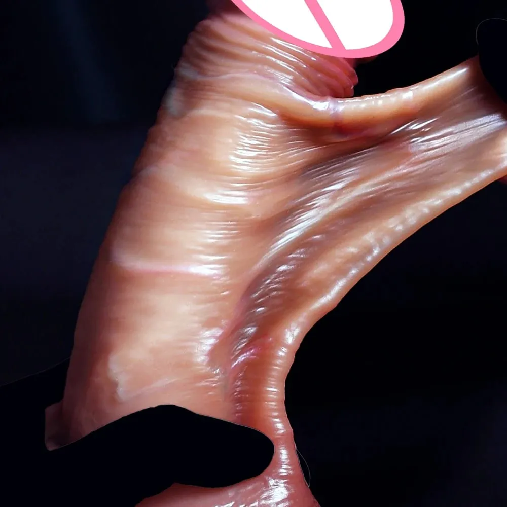 Realistic Dildo Sliding Foreskin Big Penis Suction Cup Dildos Female Masturbator Fake Dick Adult Anal Sex Toys for Women Men Gay — image 2