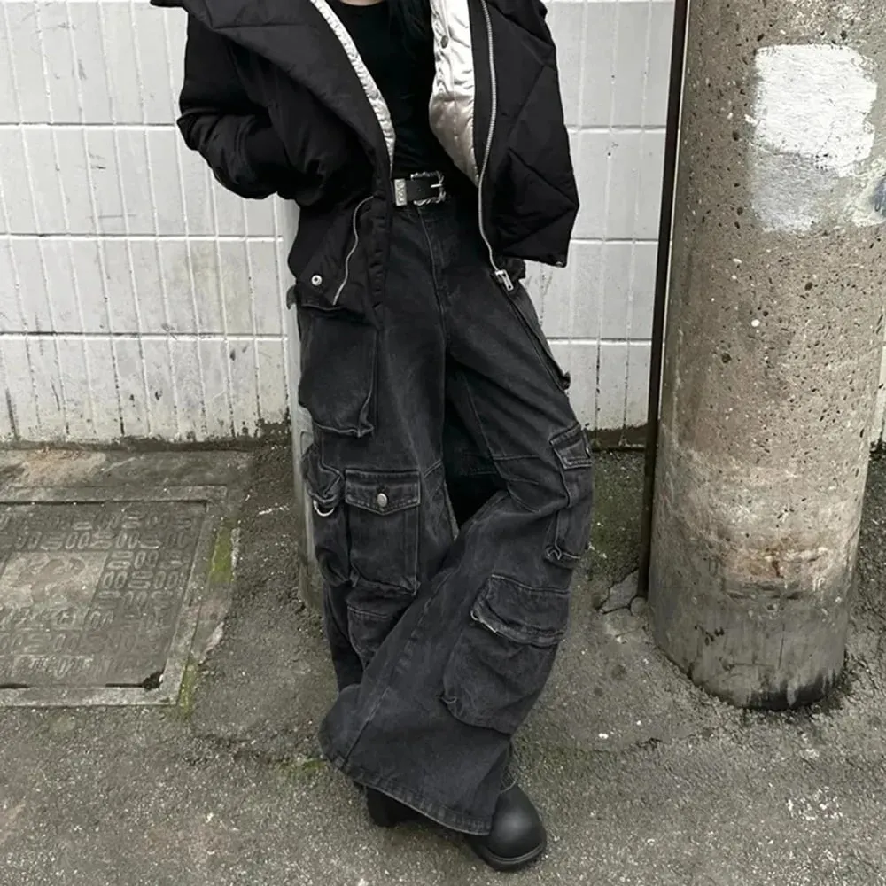 2025 Winter New Men's Multi-Pocket Wide-Leg Jeans American Retro Fashion Trend Street Hip Hop Casual Loose Niche Men's Bottoms — image 4