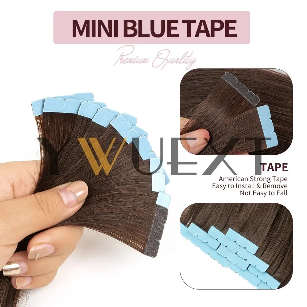 Mini Tape in Human Hair Extensions 12"-20" Straight Natural Black 1B# Machine Made Remy Hair 10pcs/pack Invisible Tape Hair for Women Black Friday — image 6