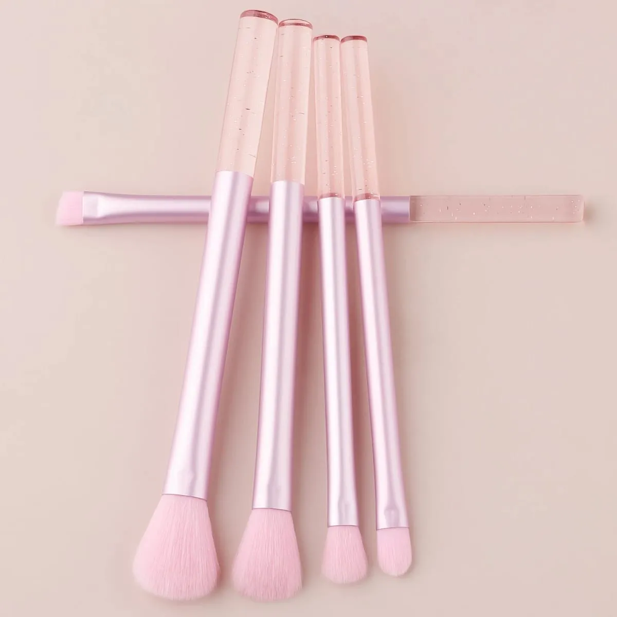 5Pcs Transparent Glitter Rod Cosmetic Brushes Multi-function Blush Powder Eyeshadow Brow Makeup Applicators