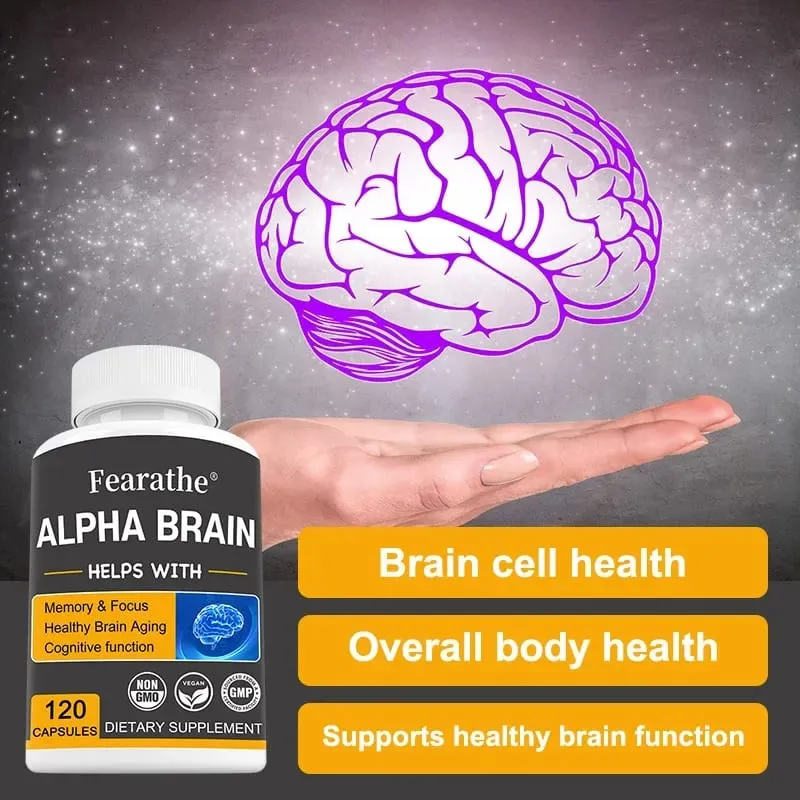 Suplemen Otak Alpha Brain Nootropics untuk Lelaki dan Wanita - Kejelasan Mental & Kognisi Memori dengan Kapsul Fokus Vitamin B6 — image 5