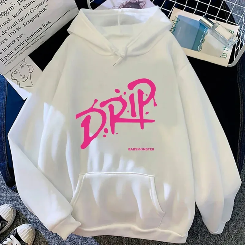 Babymonster Album Drip Hoodie 2026 Retro Women/men Harajuku Aesthetic Hoodies Unisex Autumn Winter Pullover Sweatshirt Vintage — image 5