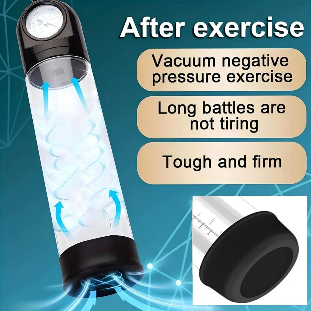 Penis Extender Enlarger Manual Vacuum Pump With Pressure Gauge Cock Exercises Training Device Stronger Bigger Ejaculation 18+ — image 3