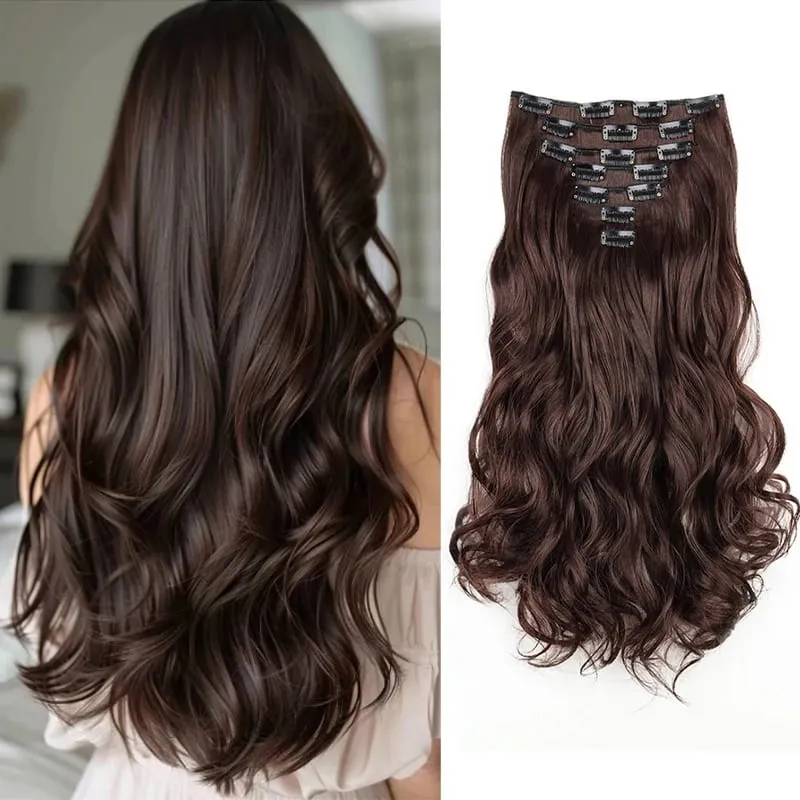 20Inch Synthetic Long Curly Clip In Hair Extensions Heat Resistant Fluffy Hairpiece for Women Daily Party Use — image 9