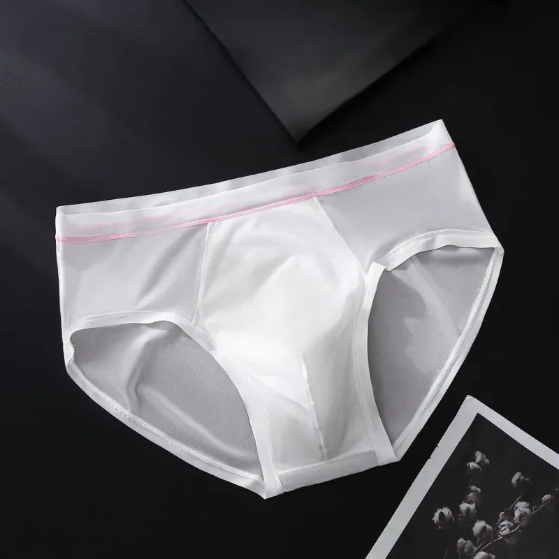 Men's Seamless Ice Silk Briefs Underwear Bulge Pouch Solid Breathable Panties Calzoncillos Hombre Slips Male Panties — image 14