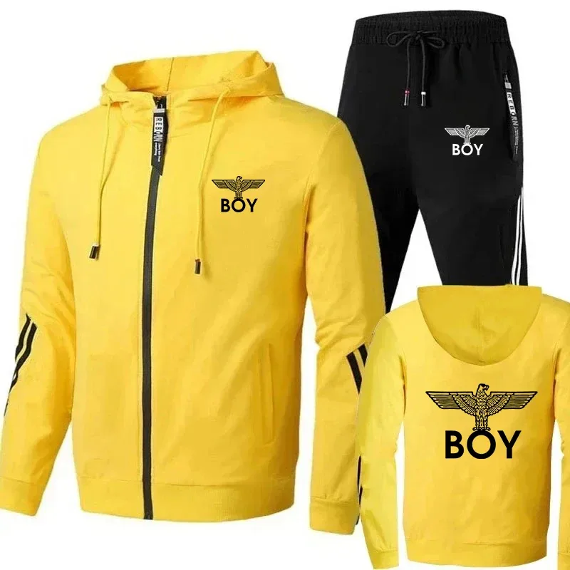 2026BOY Mini Eagle Logo Casual Hooded Sports Set Men's Women's Two-Piece Set Drawstring Pants Streetwear Comfortable Fitness Out
