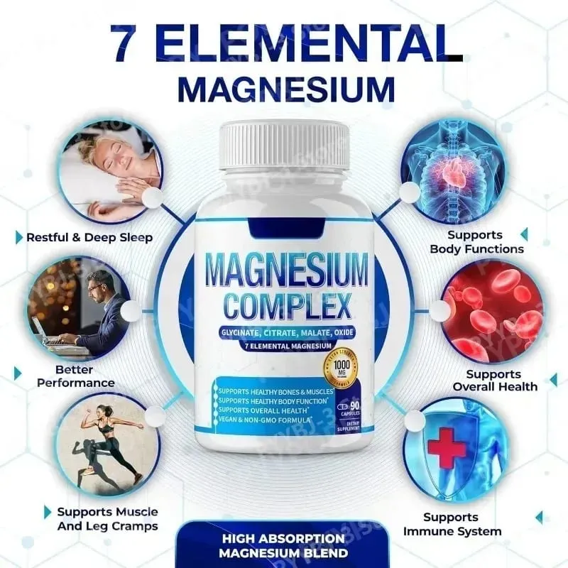 Magnesium Supplement 1000mg 7 in 1 Complex with Glycinate Citrate Malate Taurate Supports Muscle Relaxation Sleep Support 90 Ct — image 5
