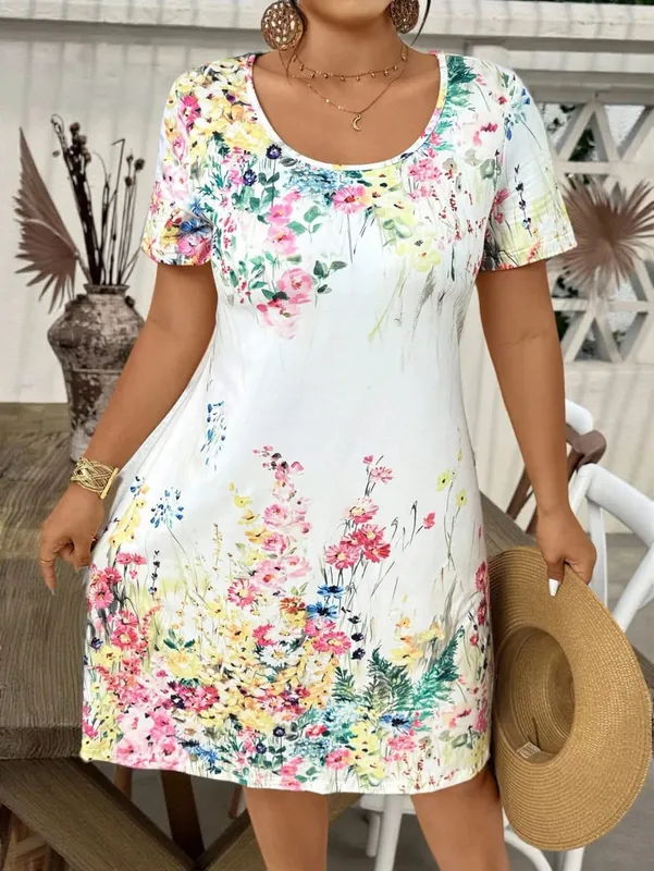 Summer Casual Floral Print Women's Dress Fashion Short Sleeve Mini Dress Beach Vacation Dress Y2k Ladies Clothes Dresses Clothes — image 6