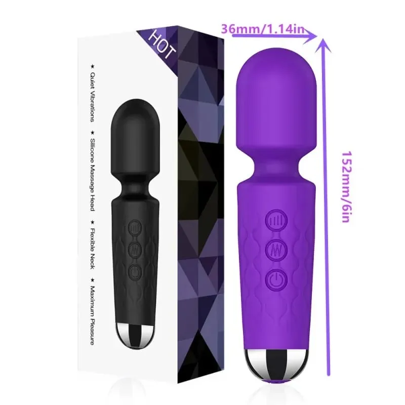 20 Speeds Magic Wand Vibrator G-Spot Klitoral Stimulator Genopladelig Vandtæt Massager Sexlegetøj til Kvinder