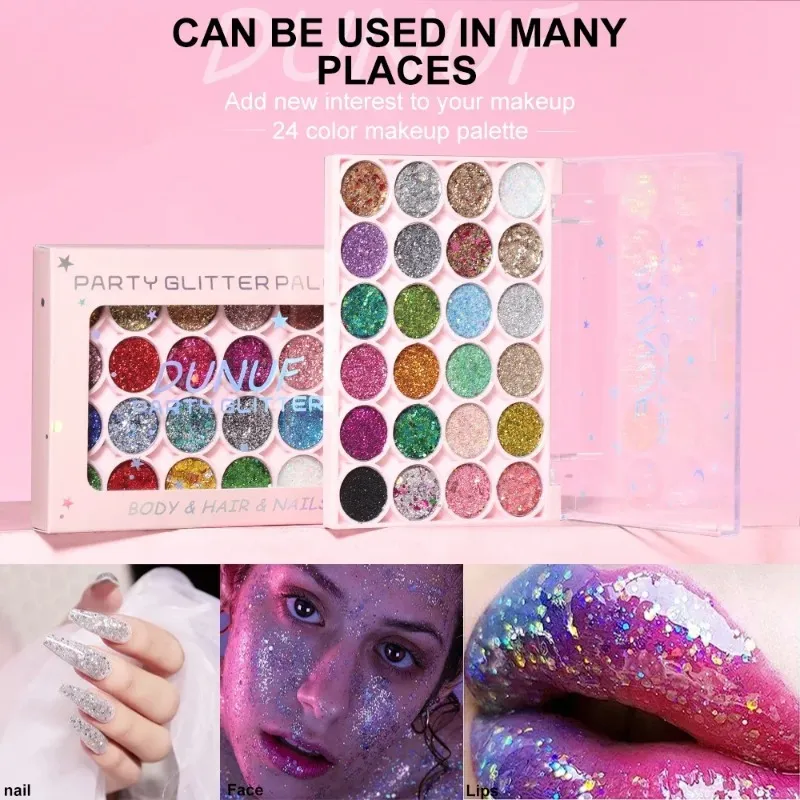 24 Colors Body Face Glitter Gel Palette Multifunctional Waterproof Eye Hair Loose Sequins Eyeshadow Party Deco Makeup Cosmetics — image 3